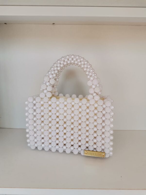 square pearled beads bag