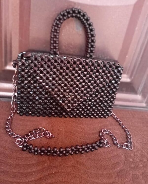 Brown hand made Beaded Bag