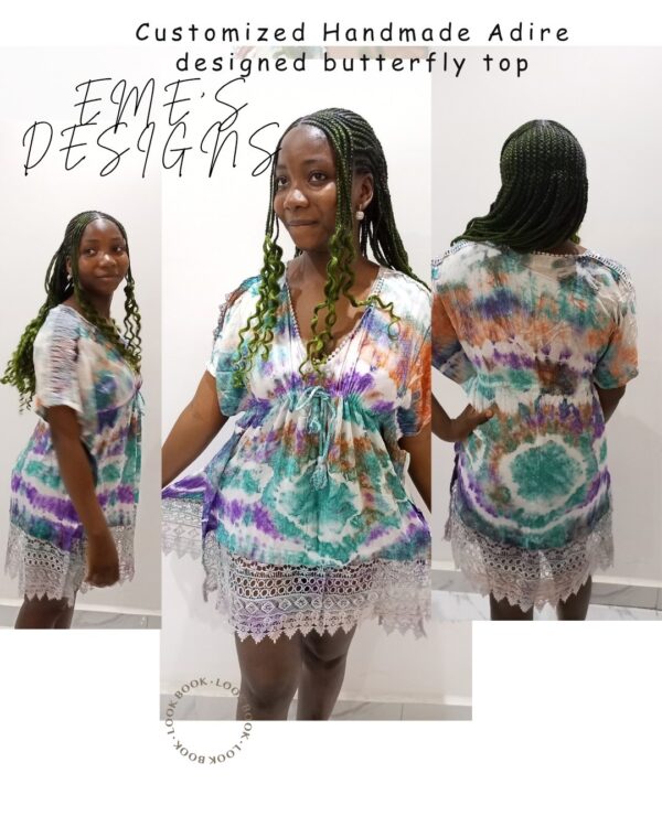 Eme's Designs  Handmade Adire Butterfly-like long top