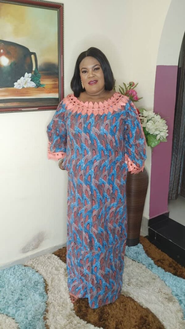 African Ankara embroidery kaftan for women - Image 2